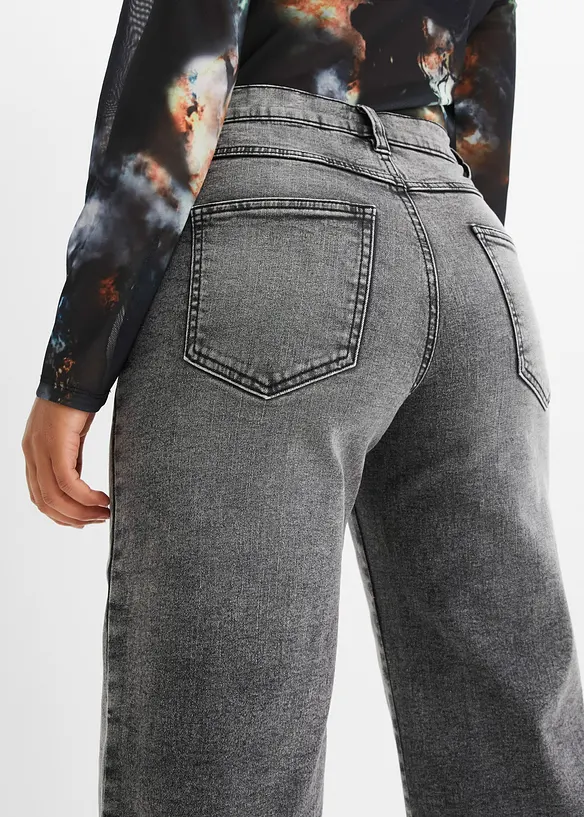 Jean large, taille haute avec rivets, bonprix