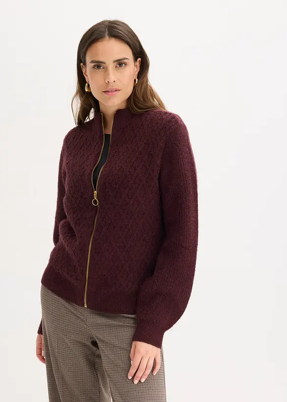 Gilet en maille &agrave; torsades, bonprix