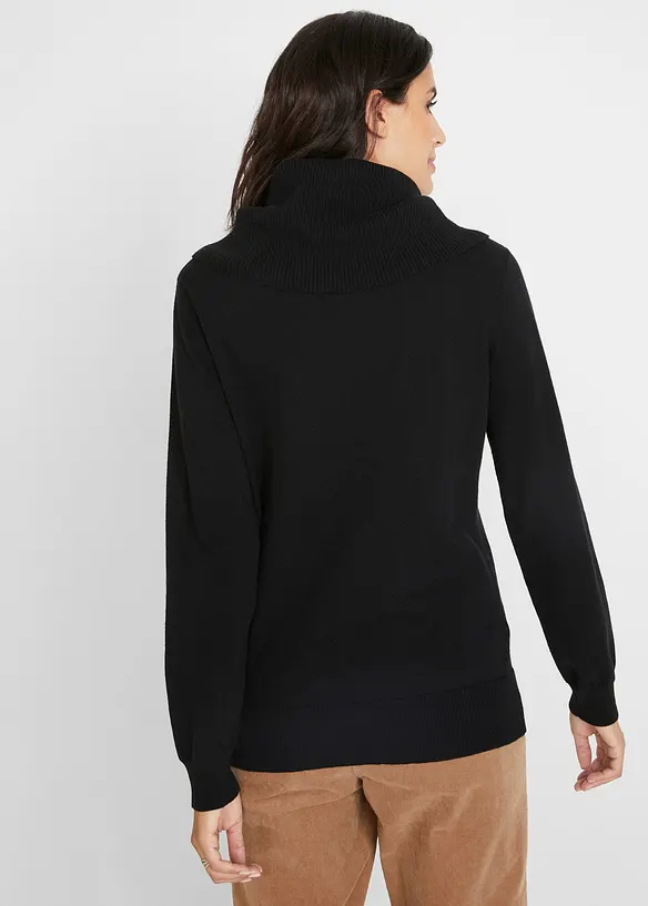 Feinstrickpullover mit weitem Kragen, bonprix