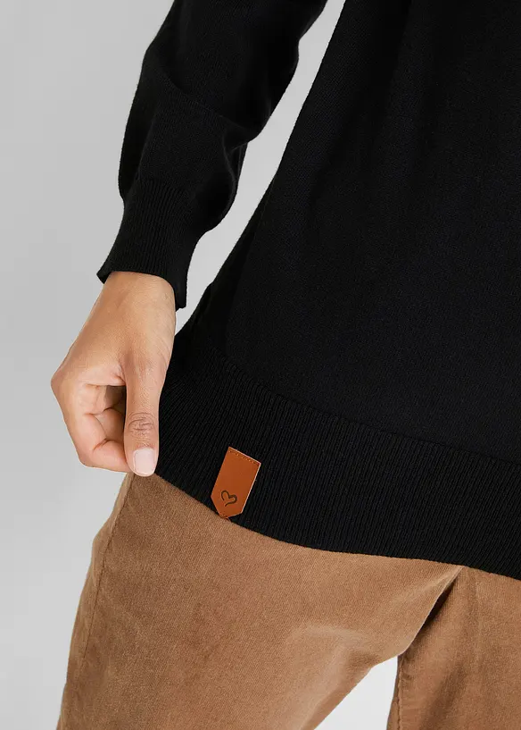 Feinstrickpullover mit weitem Kragen, bonprix