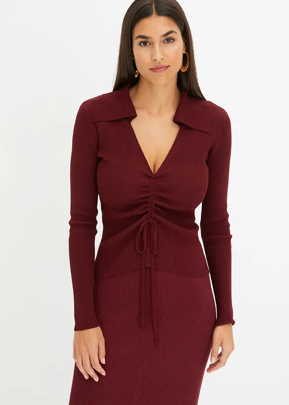 Pull c&ocirc;tel&eacute; fronc&eacute; devant, bonprix