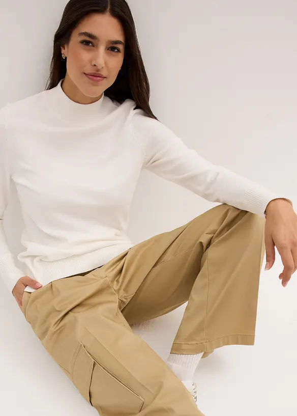 Pull basique en fine maille &agrave; col montant, bonprix