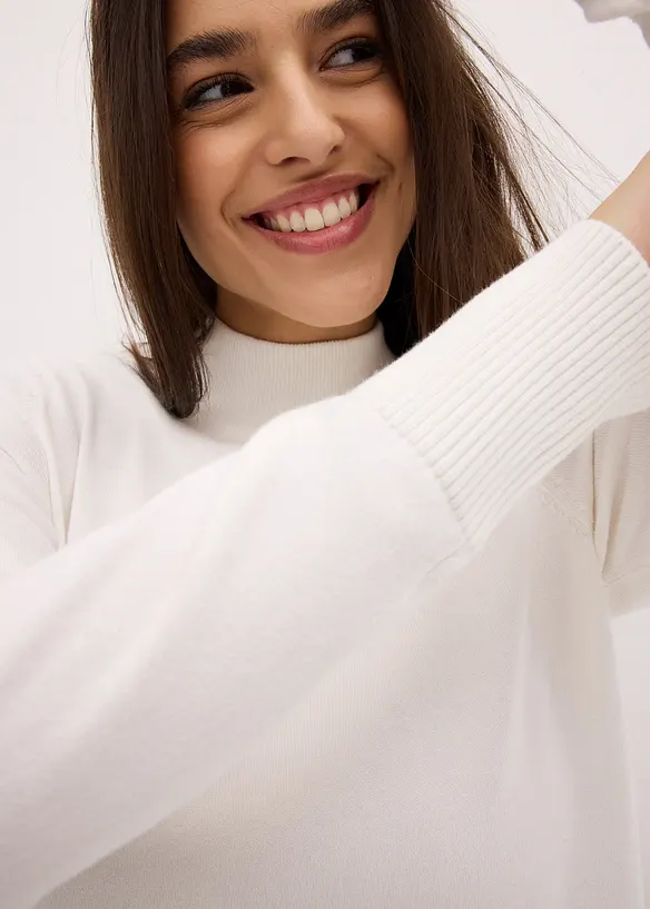 Pull basique en fine maille &agrave; col montant, bonprix