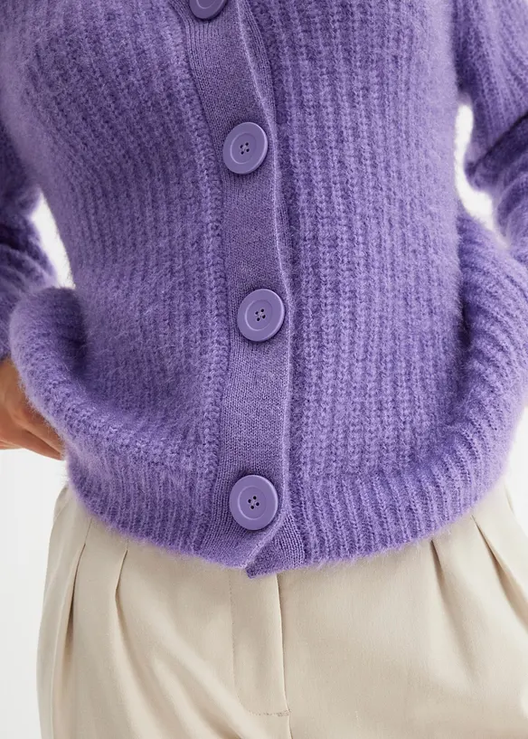 Gerippte Grobstrickjacke mit Glanzeffekt, bonprix