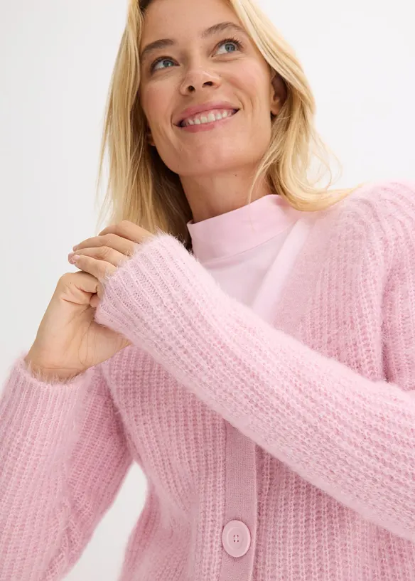 Gerippte Grobstrickjacke mit Glanzeffekt, bonprix