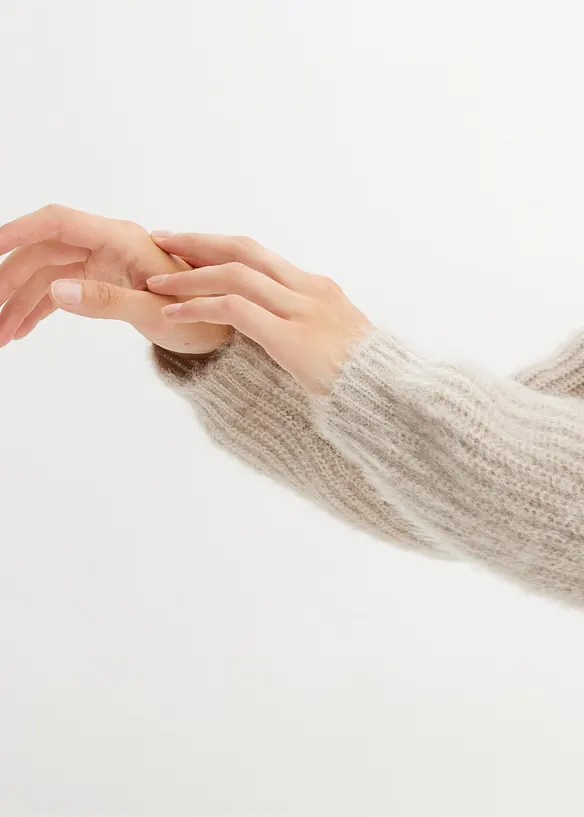 Gerippte Grobstrickjacke mit Glanzeffekt, bonprix