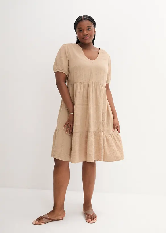 Oversized-Kleid aus Baumwoll-Musselin, bonprix