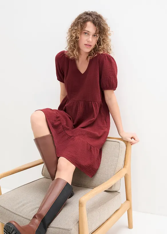 Oversized-Kleid aus Baumwoll-Musselin, bonprix