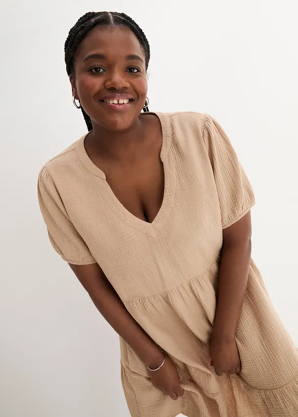 Oversized-Kleid aus Baumwoll-Musselin, bonprix