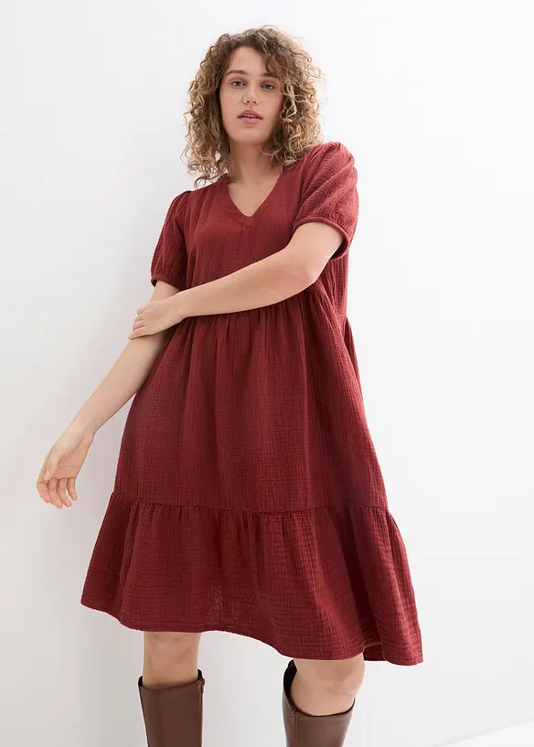Oversized-Kleid aus Baumwoll-Musselin, bonprix