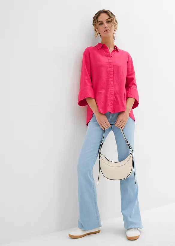 Hemdbluse aus k&uuml;hlendem Leinen-Mix, bonprix