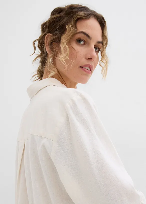 Hemdbluse aus k&uuml;hlendem Leinen-Mix, bonprix