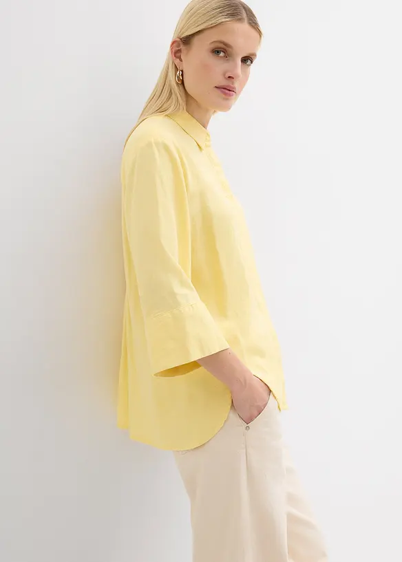 Hemdbluse aus k&uuml;hlendem Leinen-Mix, bonprix