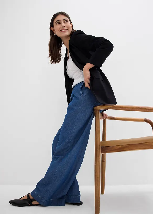 Wide-Leg-Jeans, Mid Waist, Bequembund, bonprix
