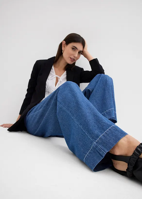Wide-Leg-Jeans, Mid Waist, Bequembund, bonprix