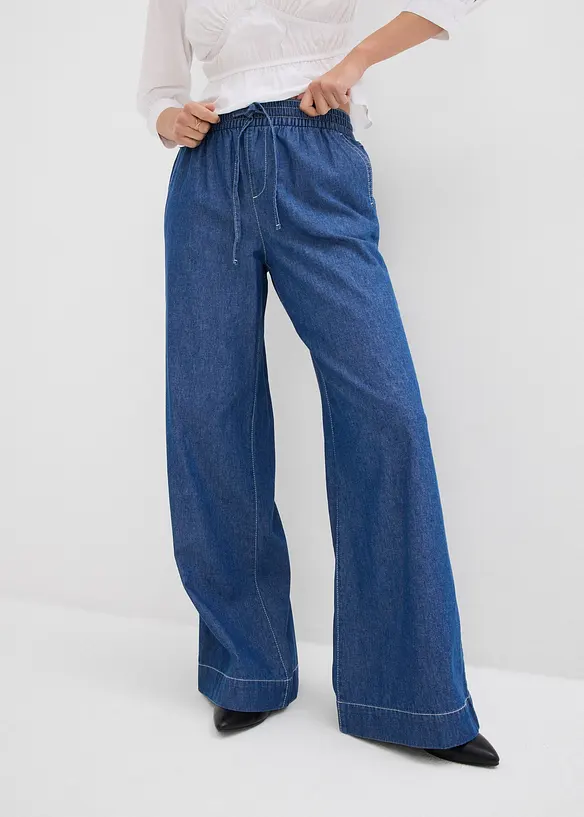 Wide-Leg-Jeans, Mid Waist, Bequembund, bonprix