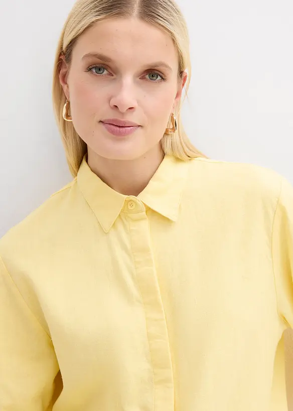Hemdbluse aus k&uuml;hlendem Leinen-Mix, bonprix