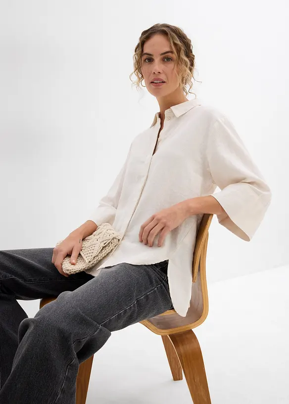 Hemdbluse aus k&uuml;hlendem Leinen-Mix, bonprix