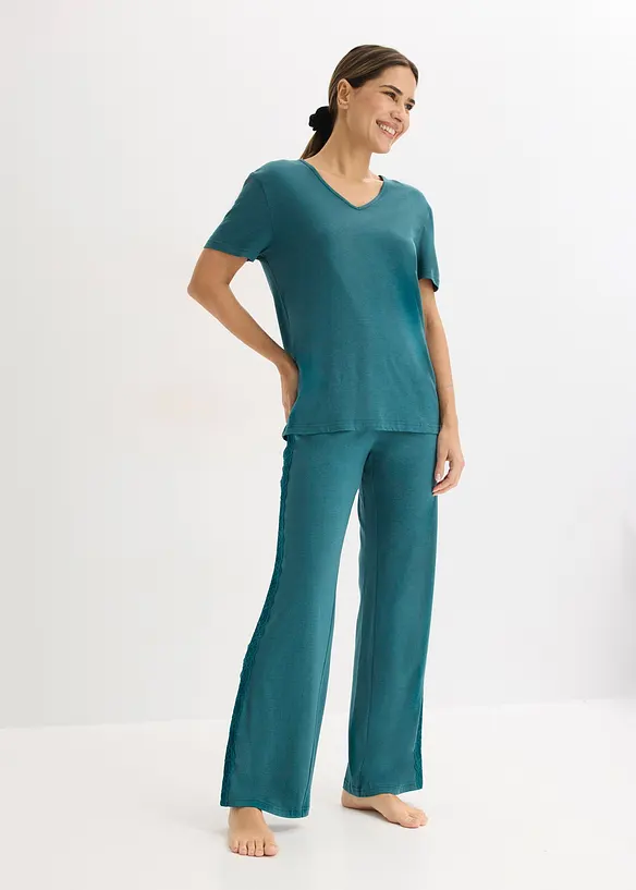 Pyjama mit Viskose und Spitze, bonprix