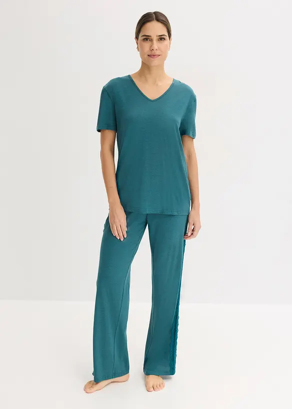 Pyjama mit Viskose und Spitze, bonprix