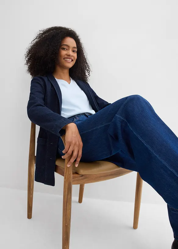 Jean droit et loose, taille mi-haute, bonprix