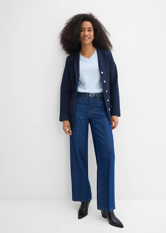 Jean droit et loose, taille mi-haute, bonprix