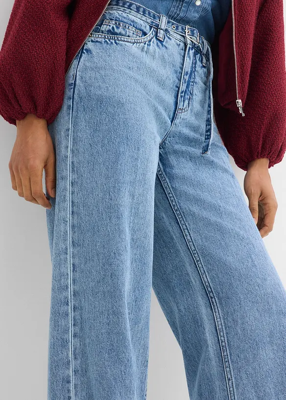 Jean droit et loose, taille mi-haute, bonprix