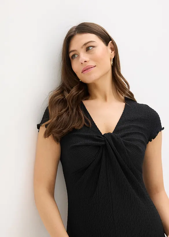 Robe en jersey de cr&ecirc;pe textur&eacute;, bonprix