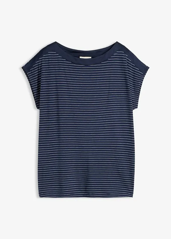 Shirt aus flie&szlig;ender Viskose und Satinbesatz, bonprix