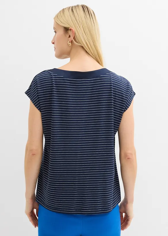 Shirt aus flie&szlig;ender Viskose und Satinbesatz, bonprix