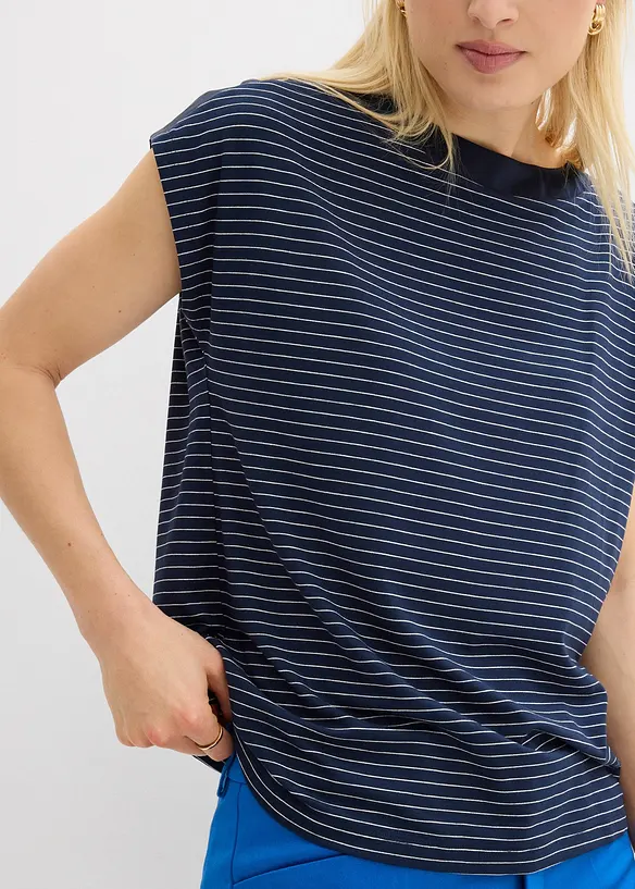 Shirt aus flie&szlig;ender Viskose und Satinbesatz, bonprix