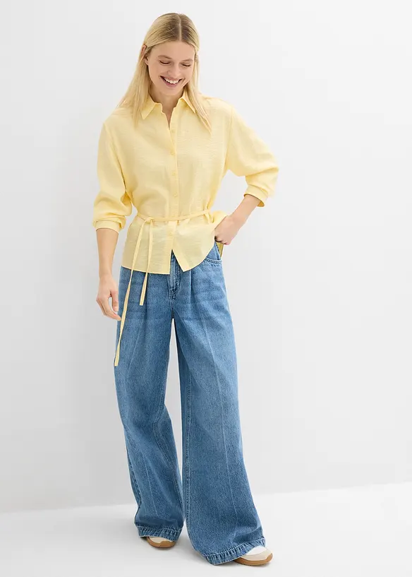 Hemdbluse aus flie&szlig;endem Viskose-Mix, bonprix