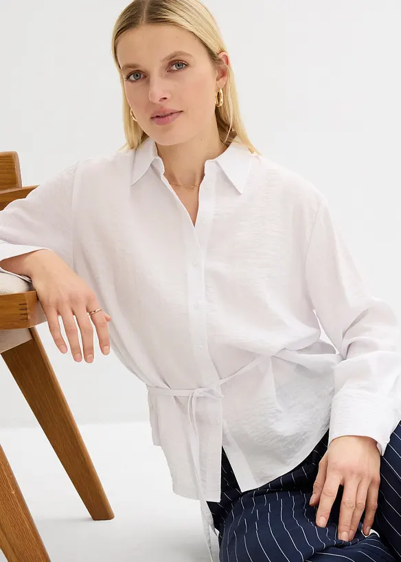 Hemdbluse aus flie&szlig;endem Viskose-Mix, bonprix