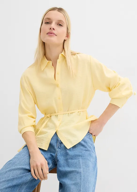 Hemdbluse aus flie&szlig;endem Viskose-Mix, bonprix