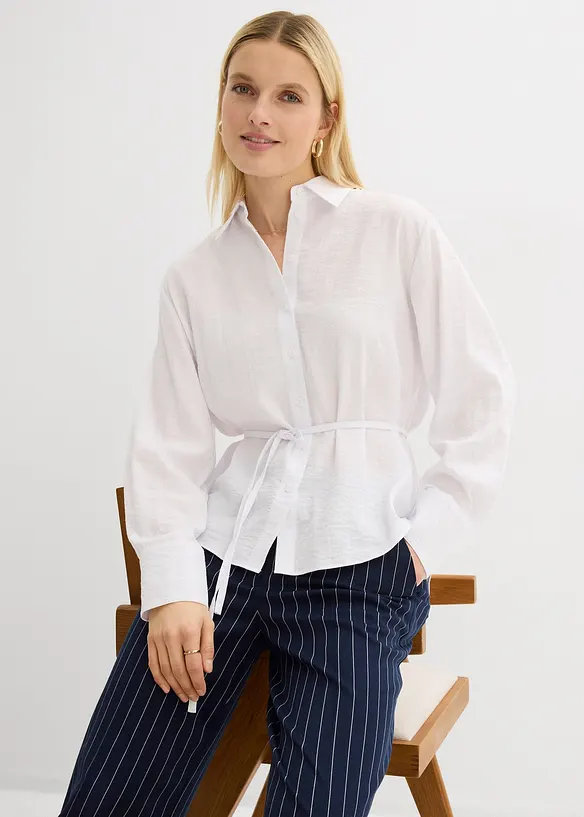 Hemdbluse aus flie&szlig;endem Viskose-Mix, bonprix