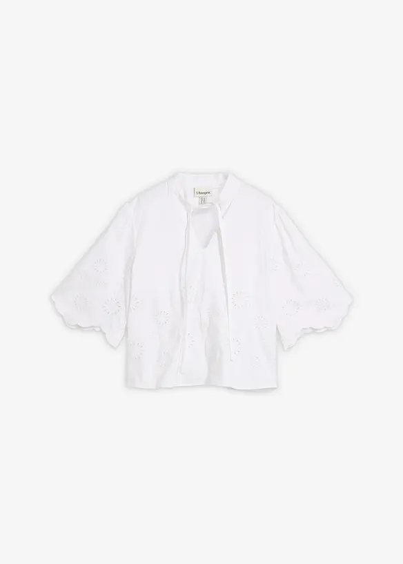 Blouse courte &agrave; broderies anglaises, bonprix