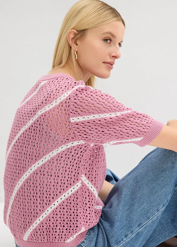 Ajour-Pullover aus reiner Baumwolle, bonprix