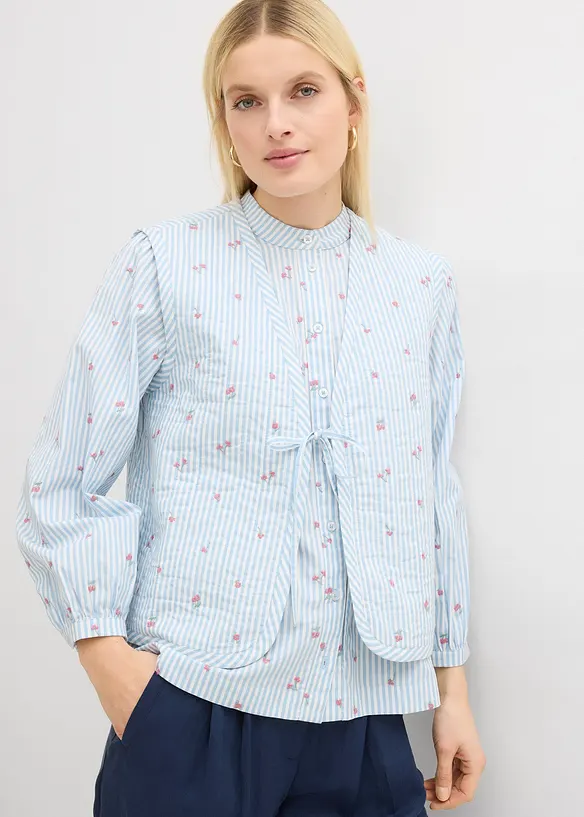 Steppweste mit floraler Stickerei, bonprix