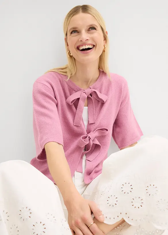 Feinstrickjacke mit Schleifen, bonprix