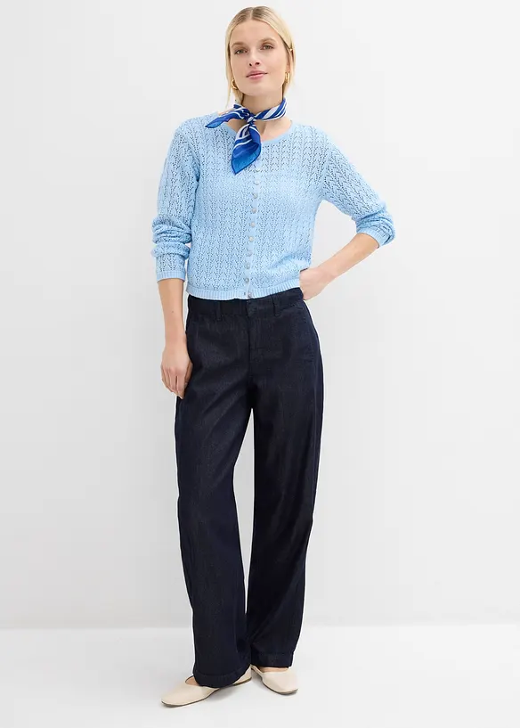 Ajour-Strickjacke aus reiner Baumwolle, bonprix