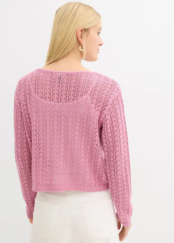 Ajour-Strickjacke aus reiner Baumwolle, bonprix