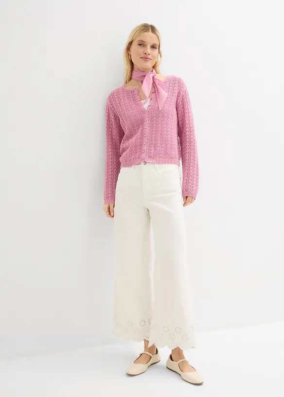 Ajour-Strickjacke aus reiner Baumwolle, bonprix