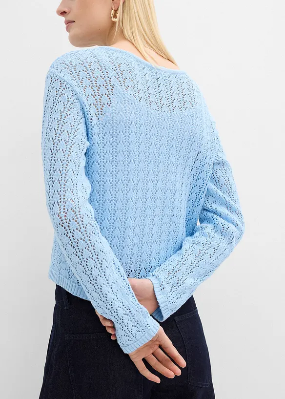 Ajour-Strickjacke aus reiner Baumwolle, bonprix