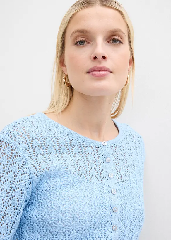 Ajour-Strickjacke aus reiner Baumwolle, bonprix