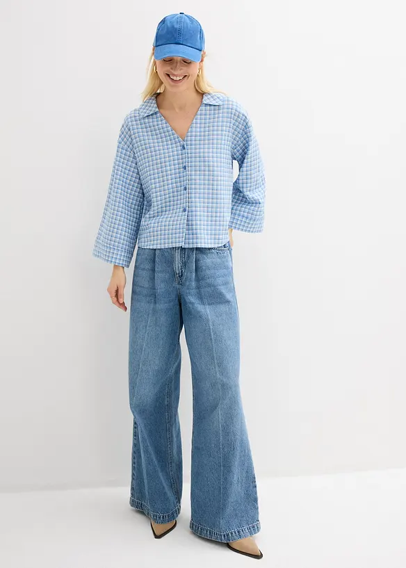 Hemdbluse aus luftigem Leinen-Mix, bonprix