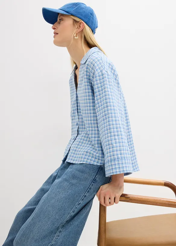 Hemdbluse aus luftigem Leinen-Mix, bonprix