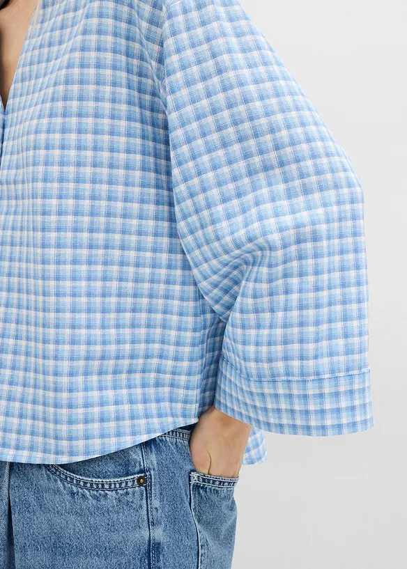 Hemdbluse aus luftigem Leinen-Mix, bonprix