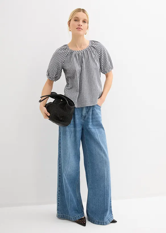 Kurzarmbluse aus reiner Baumwolle, bonprix