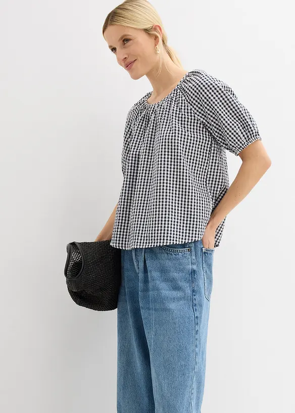 Kurzarmbluse aus reiner Baumwolle, bonprix