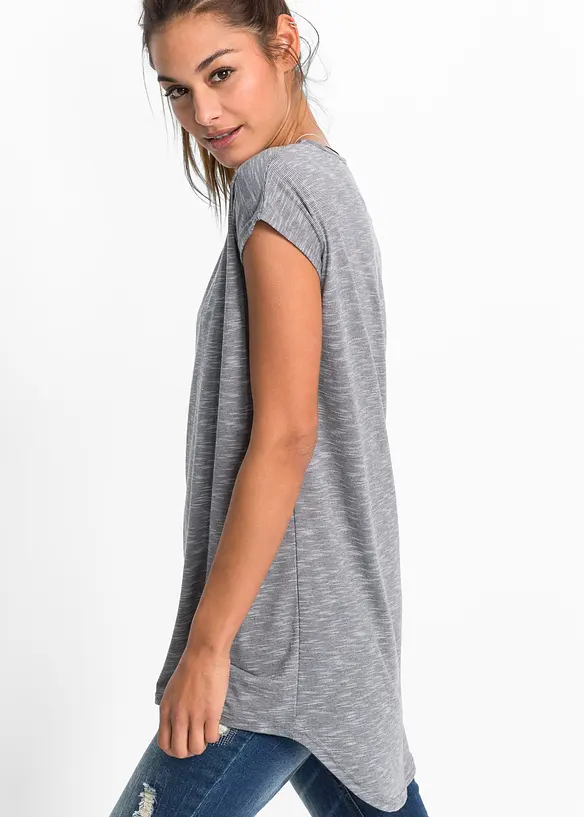 T-shirt long en viscose m&eacute;lang&eacute;e, bonprix